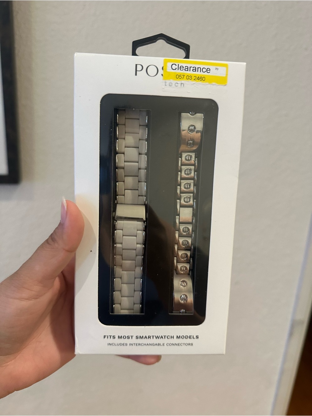 Beige Ceramic Link Smartwatch and silver color 2 set